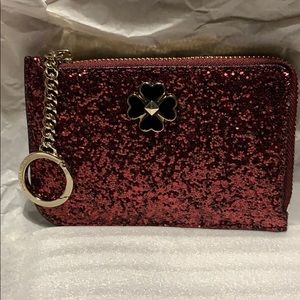 Kate spade odette glitter medium l-zip card holder